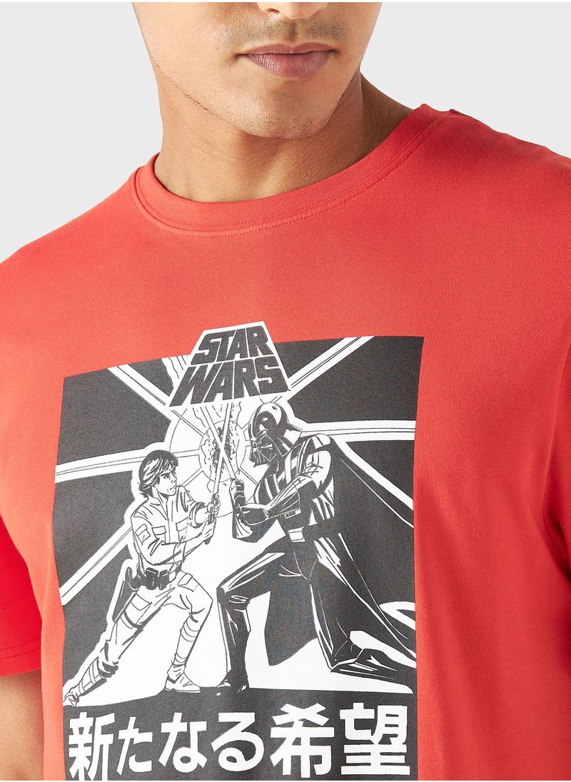 SP Characters - Star Wars Print Crew Neck T-Shirt - Image 1