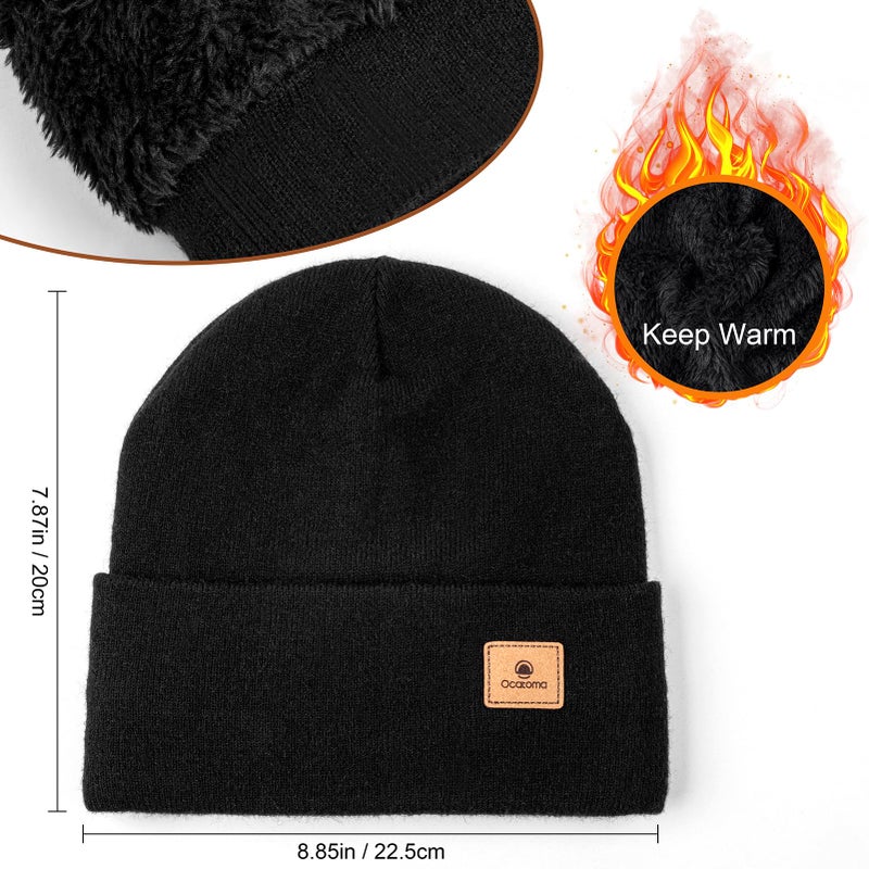 Ocatoma Winter Beanie for Men Women Cuffed Thick Knit hat Fleece Lined Snow Ski Hats Stocking Cap Outdoor Unisex - Image 2