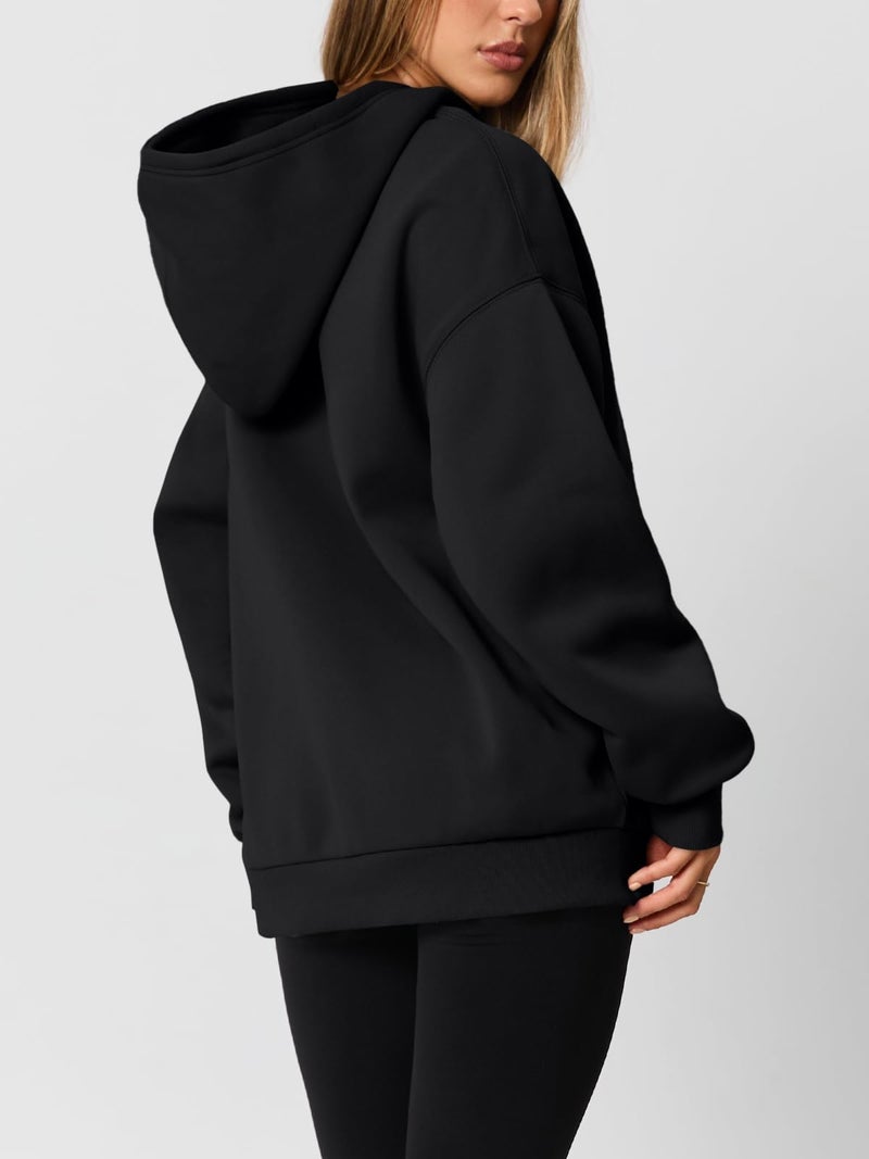 AUTOMET Womens Oversized Hoodies Fleece Trendy Sweatshirts 2026 Pullover Black XS - Image 4