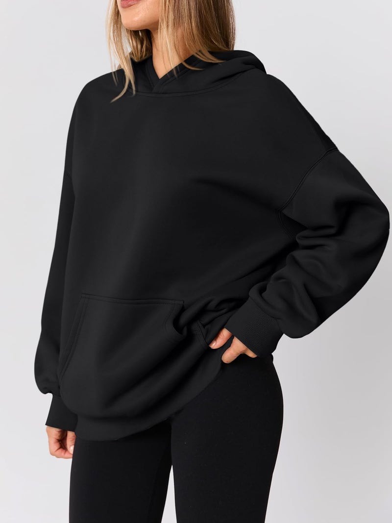AUTOMET Womens Oversized Hoodies Fleece Trendy Sweatshirts 2026 Pullover Black XS - Image 3