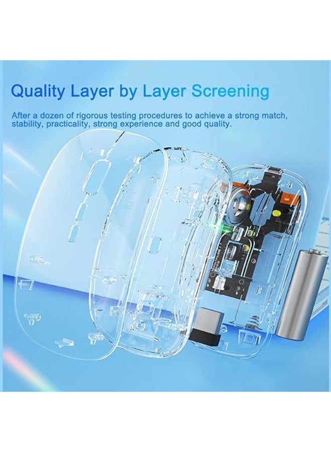 Transparent Wireless Bluetooth Mouse - Triple Mode BT + 2.4G Rechargeable Mute Button - Practical Easy-to-Use for PC & Laptop Daily Use - Image 3