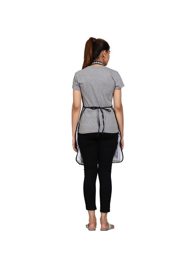 JMi Cotton Checkered Design Waterproof Apron with Multipurpose Front Large Embroidered Pocket Pack of 2 (Black & Yellow) - Image 4