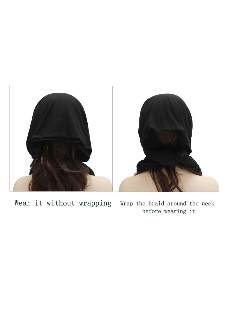 SYOSI Chemo Headwear Pre Tied Head Scarf for Women Headband Braided Hat Lightweight Beanie Skull Cover Cap Headwraps Black  - Image 5