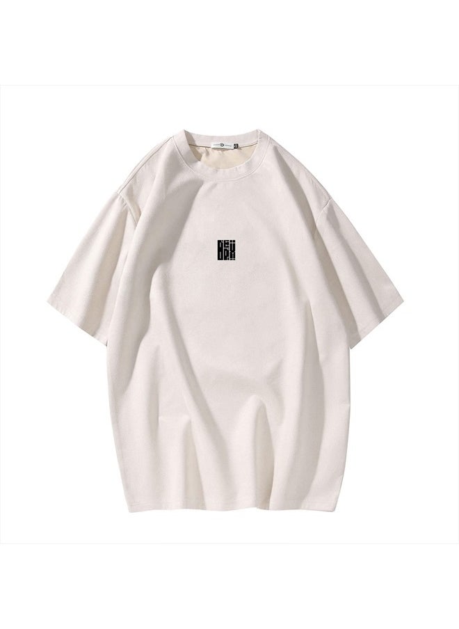 GURUNVANI - Men T Shirt Streetwear Harajuku Tops Short Sleeve Crewneck T-Shirt, T3408Beige, X-Large - Image 1