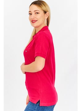 GEOGRAPHICAL NORWAY Women Spread Collar Short Sleeve Embroidered Logo Polo Shirt, Flashy Pink  - Image 2