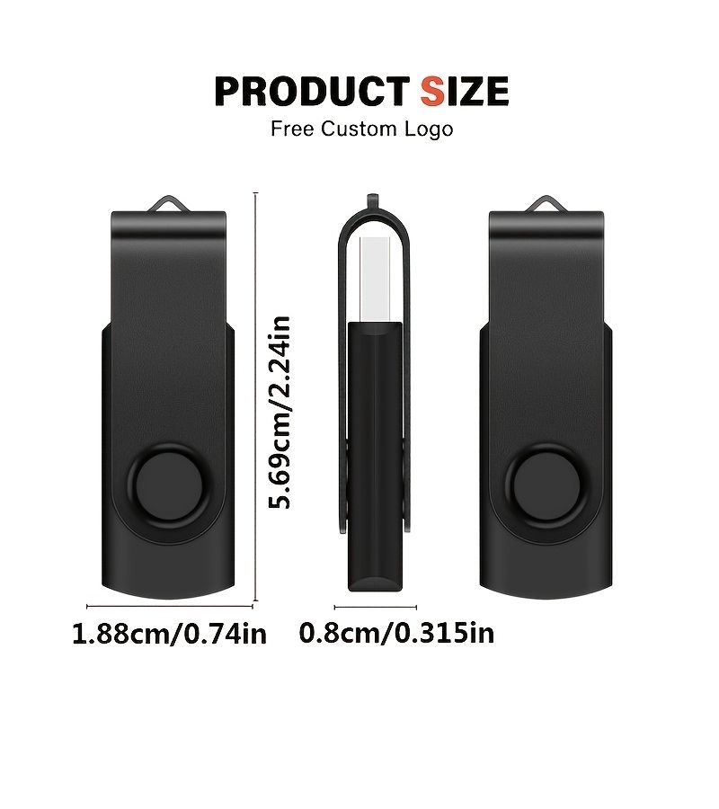 Black 30 Pcs Rotating USB 2.0 Flash Drive 128MB Pen Drive Stylish Gift - Image 2