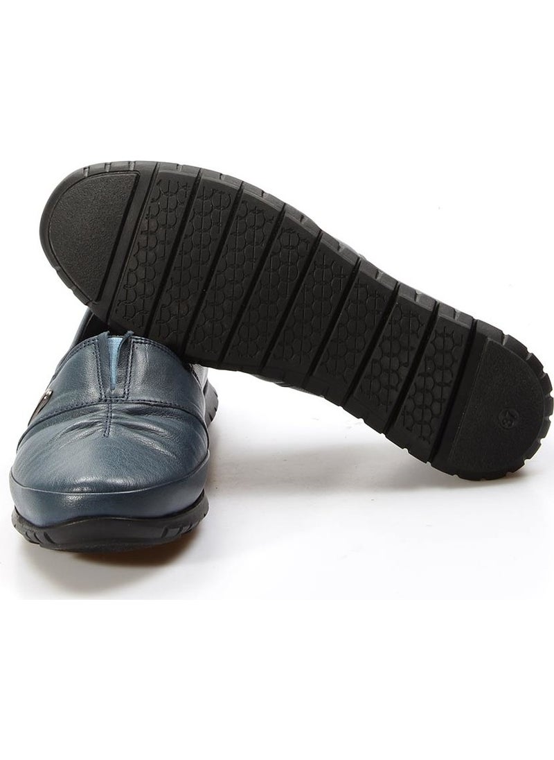 Fast Step أحذية رياضية عشوائية مريحة نسائية مصنوعة من الجلد الطبيعي زرقاء البحرية 864za101  - Image 4