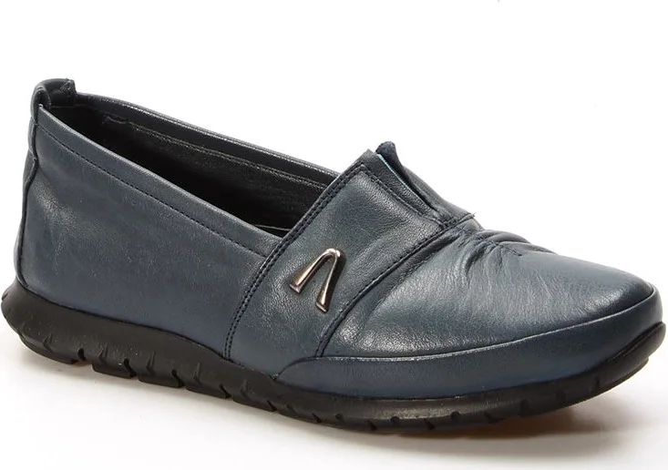 Fast Step Genuine Leather Women's Casual Sports Orthopedic Comfortable Casual Shoes Navy Blue 864za101