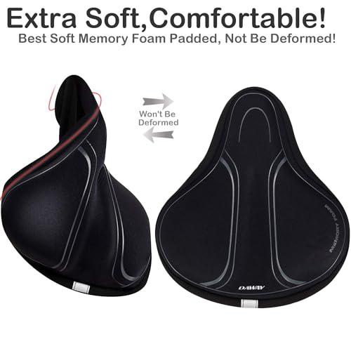 DAWAY Memory Foam Bike Seat Cover - C3 Extra Soft Pad Most Comfortable Exercise Bike Saddle Cushion for Women Men, Fit for Peloton, Stationary, Indoor Bicycles, Mountain, Road Outdoor Bycicle - Image 3