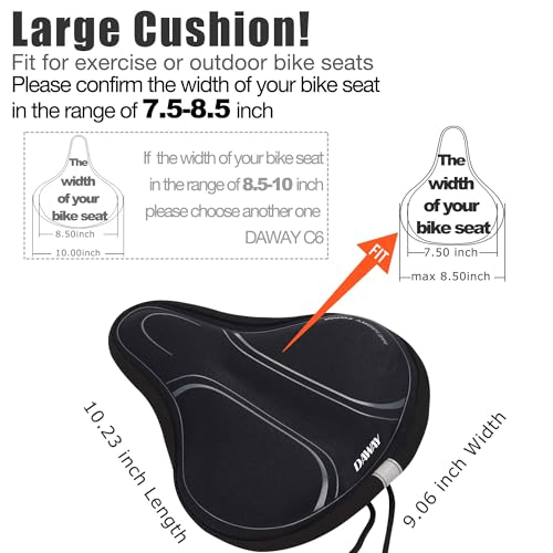 DAWAY Memory Foam Bike Seat Cover - C3 Extra Soft Pad Most Comfortable Exercise Bike Saddle Cushion for Women Men, Fit for Peloton, Stationary, Indoor Bicycles, Mountain, Road Outdoor Bycicle - Image 2