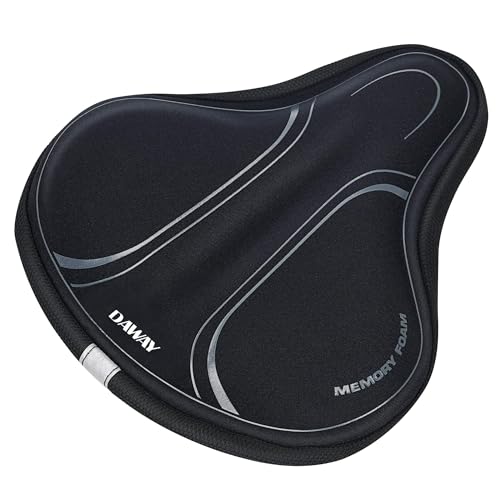 DAWAY Memory Foam Bike Seat Cover - C3 Extra Soft Pad Most Comfortable Exercise Bike Saddle Cushion for Women Men, Fit for Peloton, Stationary, Indoor Bicycles, Mountain, Road Outdoor Bycicle - Image 1