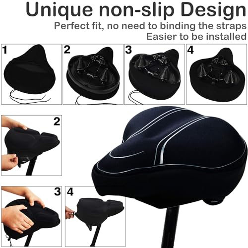 DAWAY Memory Foam Bike Seat Cover - C3 Extra Soft Pad Most Comfortable Exercise Bike Saddle Cushion for Women Men, Fit for Peloton, Stationary, Indoor Bicycles, Mountain, Road Outdoor Bycicle - Image 5