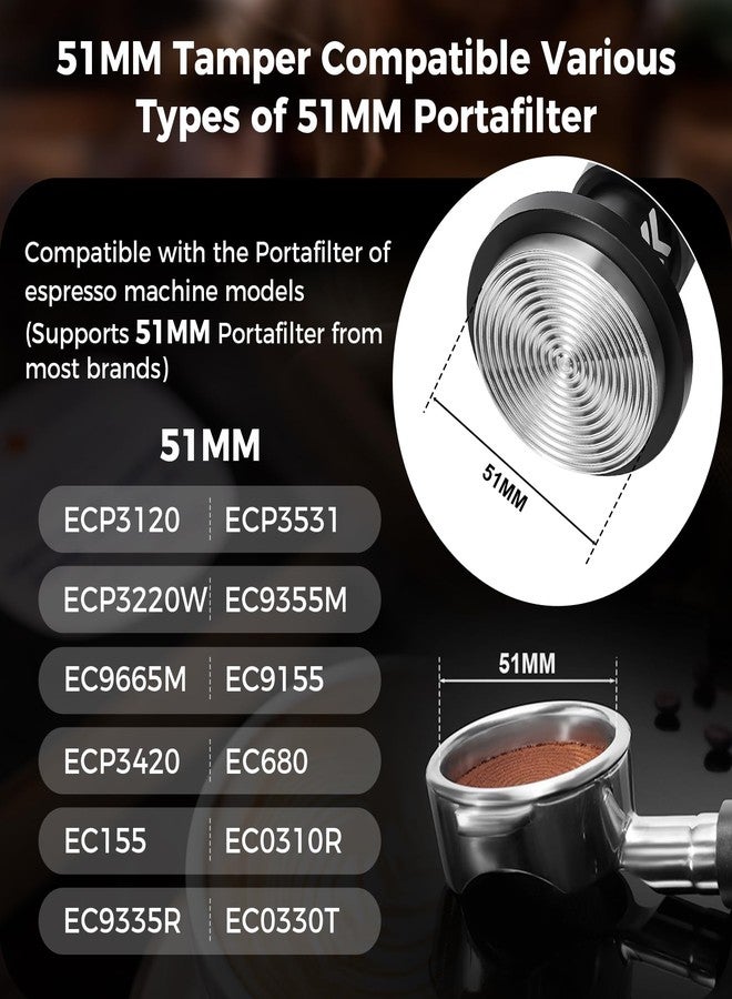 IKAPE 51MM V6 Impact Espresso Tamper with Sound Feedback, 15lb/30lb Interchangeable Springs, Espresso High Tamper with Triple-spring System, Fits 51mm portafilters - Image 2