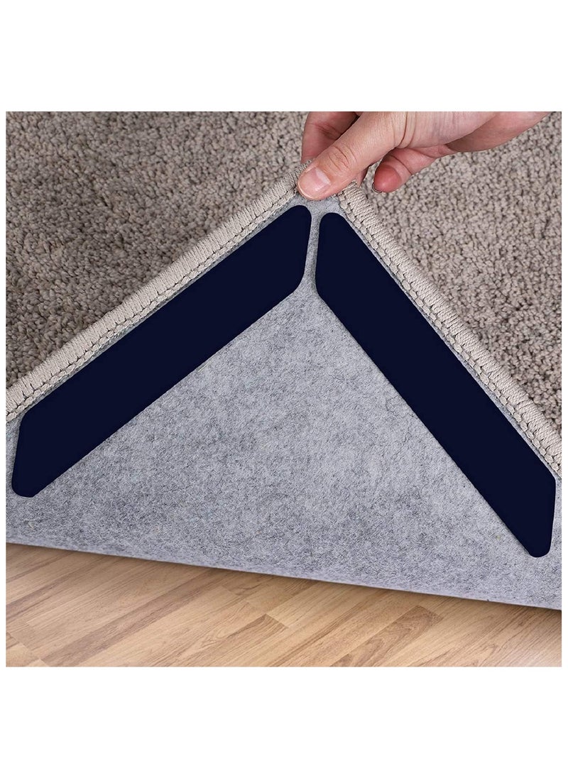 VIUAUAX 16 Pcs Rug Tape, Dual Sided Washable Removable Prevent Curling Rug Corner Holder, Keep Rug in Place Non Slip Adhesive Rug Stopper for Hardwood Floors and TileNon-marking carpet stickers fixed non-slip PU mats repeated washing does not leave adhesive yoga mat double-sided adhesive  - Image 1