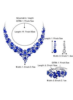 Wedding Bridal Jewelery For Women Austrian Crystal Teardrop Cluster Statement Necklace Dangle Earrings Link Bracelet Set Blue Silver-Tone - pzsku/Z20E756FC3AB507E560C6Z/45/_/1735214444/2f5b9722-2754-4224-8a1a-f79c020040d6