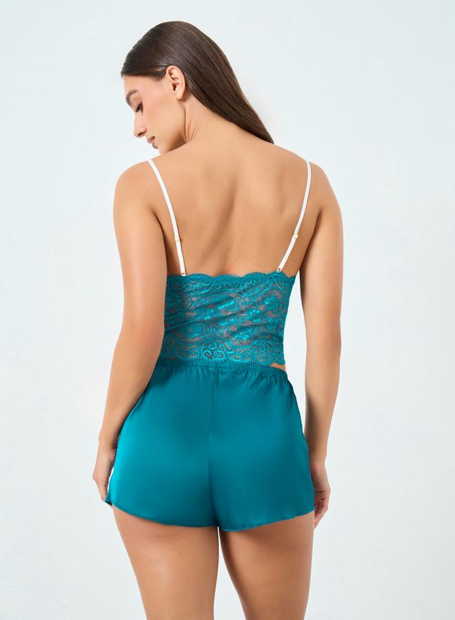 Take Two Lace Bralette and Bow Front Satin Shorts Set - Image 5