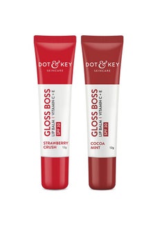 Dot & Key Gloss Boss Lip Duo Strawberry Crush Spf 30 Lip Balm 12Gm & Cocoa Mint Spf 30 Lip Balm 12Gm Sun Protected Tinted Lip Balm For Women Fades Pigmentation Moisturizes Dry & Flaky Lips  - Image 1