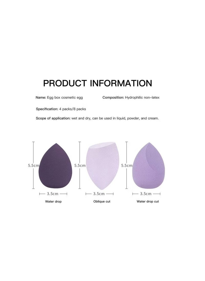 ORiTi ORiTi Makeup Sponge Set 4pcs Blender Multi-colored Beauty Foundation Blending Sponge for Liquid, Cream, and Powder Dry & Wet Use Makeup Sponge Egg (Purple)  - Image 5