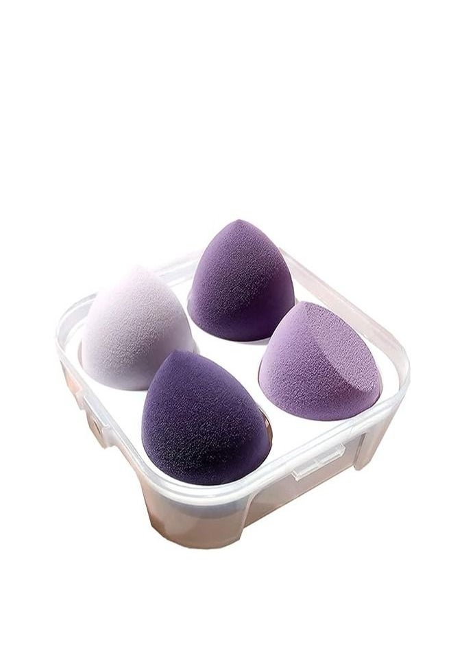 ORiTi ORiTi Makeup Sponge Set 4pcs Blender Multi-colored Beauty Foundation Blending Sponge for Liquid, Cream, and Powder Dry & Wet Use Makeup Sponge Egg (Purple)  - Image 2