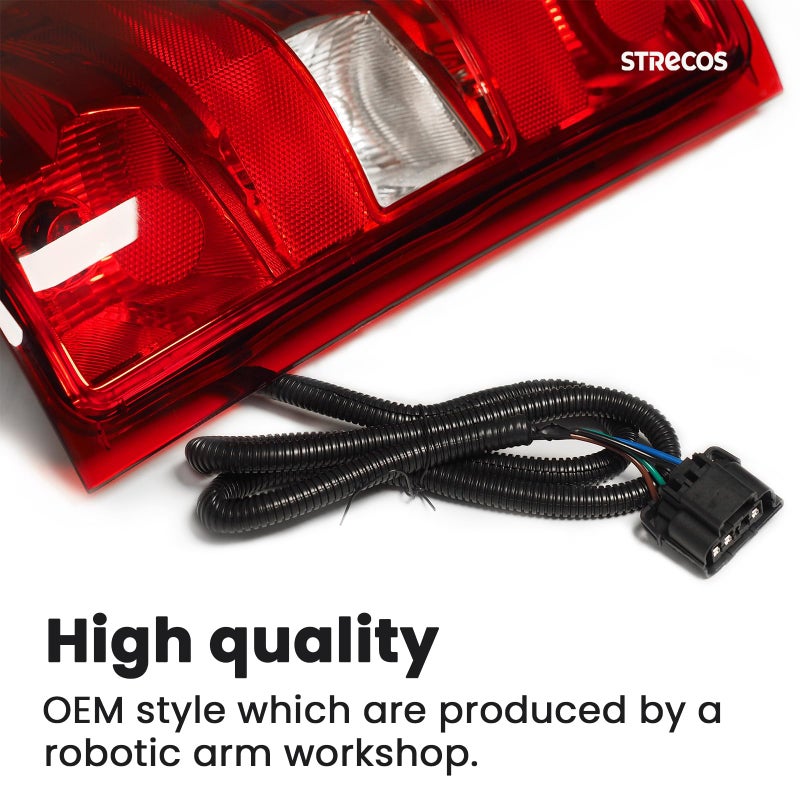 STRECOS Tail Lights Compatible with 2007-2013 Chevy Silverado 1500 2500HD 3500HD GMC Sierra Taillight Assemblies Rear Brake Lamps Red Border (Left Driver Side) - Image 3