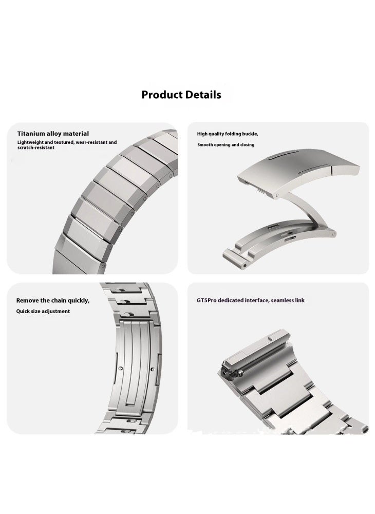 Beauenty For Huawei Watch GT 4 46mm Stainless Steel Watch Strap 1-Bead Replacement Wrist Band - Silver - Image 5