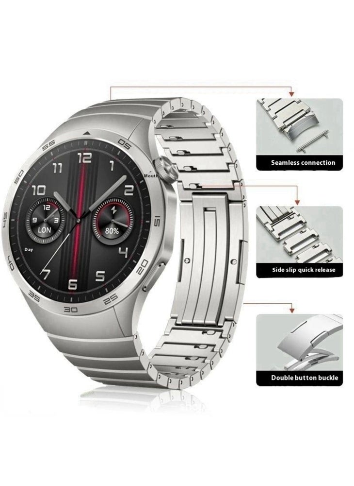 Beauenty For Huawei Watch GT 4 46mm Stainless Steel Watch Strap 1-Bead Replacement Wrist Band - Silver - Image 4