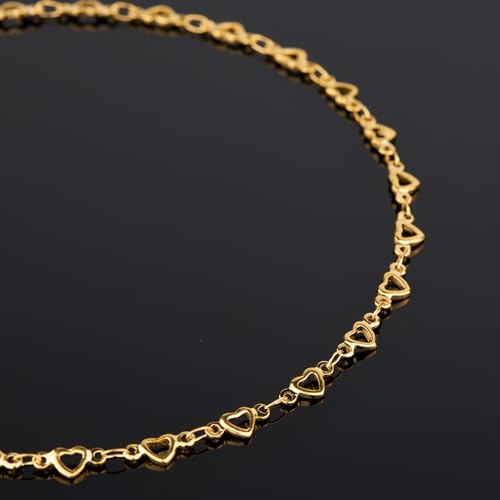 YOUBEIYEE 4 Meters Gold Plated Stainless Steel Jewelry Making Chain Hollow Heart Chain for Jewelry Making with Lobster Clasps Jump Rings - Image 4