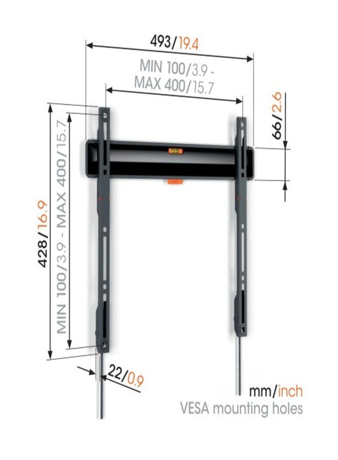 Vogel's TVM 3405 Fixed TV wall Bracket for 32-77 inch TVs, Max. 110 lbs (50 kg), Flat TV wall Mount max. VESA 400x400, Universal Compatibility, Distance to the wall just 0.87 inch - Image 4