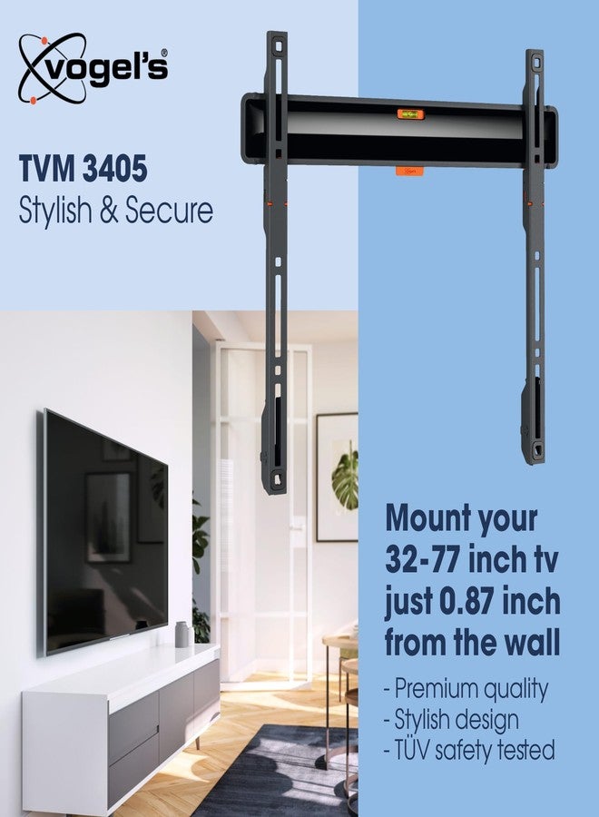 Vogel's TVM 3405 Fixed TV wall Bracket for 32-77 inch TVs, Max. 110 lbs (50 kg), Flat TV wall Mount max. VESA 400x400, Universal Compatibility, Distance to the wall just 0.87 inch - Image 2