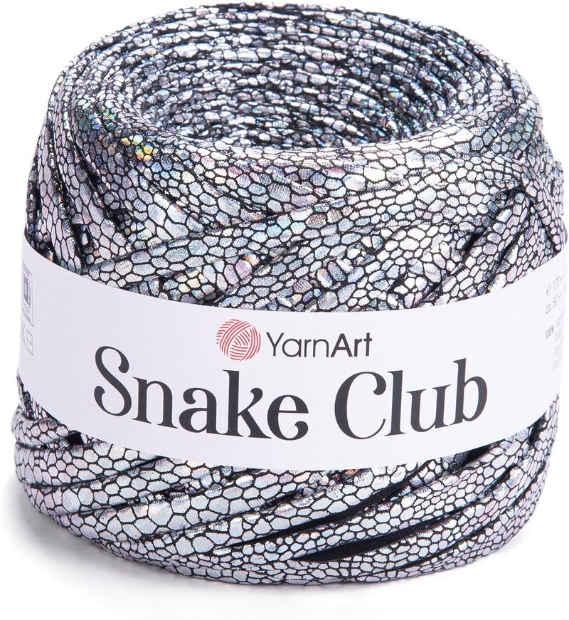 YarnArt YarnArt Snake Club Yarn  Snake Leather Look 100 Polyester 598 Oz 6562 yds 5105 Silver 60 meters - Image 1
