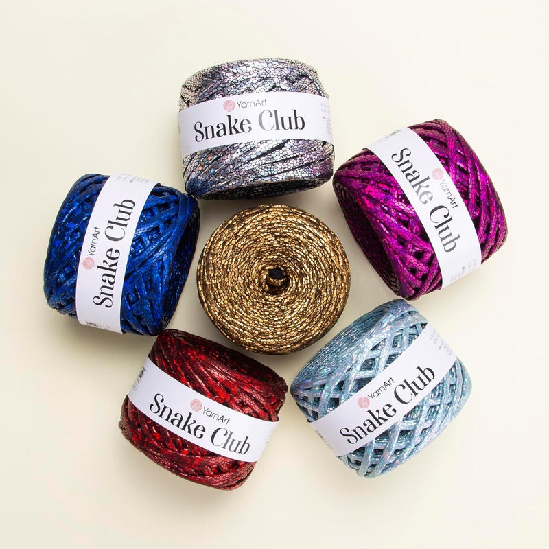YarnArt YarnArt Snake Club Yarn  Snake Leather Look 100 Polyester 598 Oz 6562 yds 5105 Silver 60 meters - Image 5