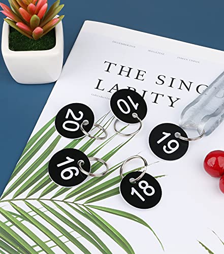 dedoot Number Key Tags 1-100, 100 Pack 35mm Round Tags Numbered Keychains Plastic Small Key Tags for Dormitory Keys House Lockers -Black - Image 5