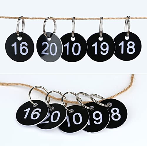 dedoot Number Key Tags 1-100, 100 Pack 35mm Round Tags Numbered Keychains Plastic Small Key Tags for Dormitory Keys House Lockers -Black - Image 4