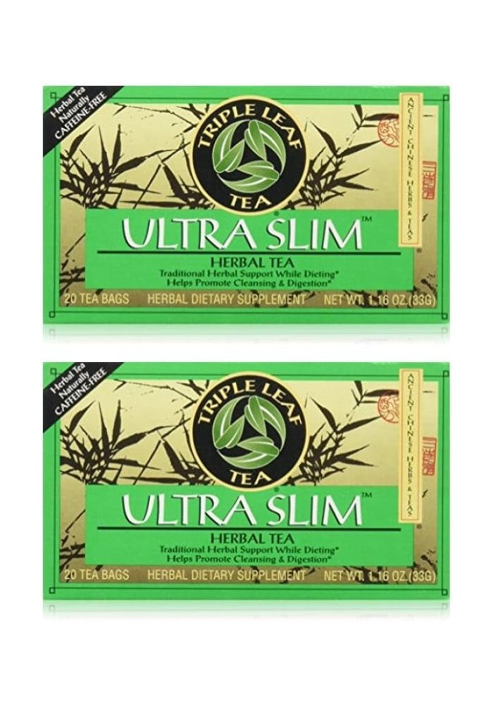 Triple Leaf Tea Ultra Slim Herbal Tea - 20 Bags Each, Pack of 2