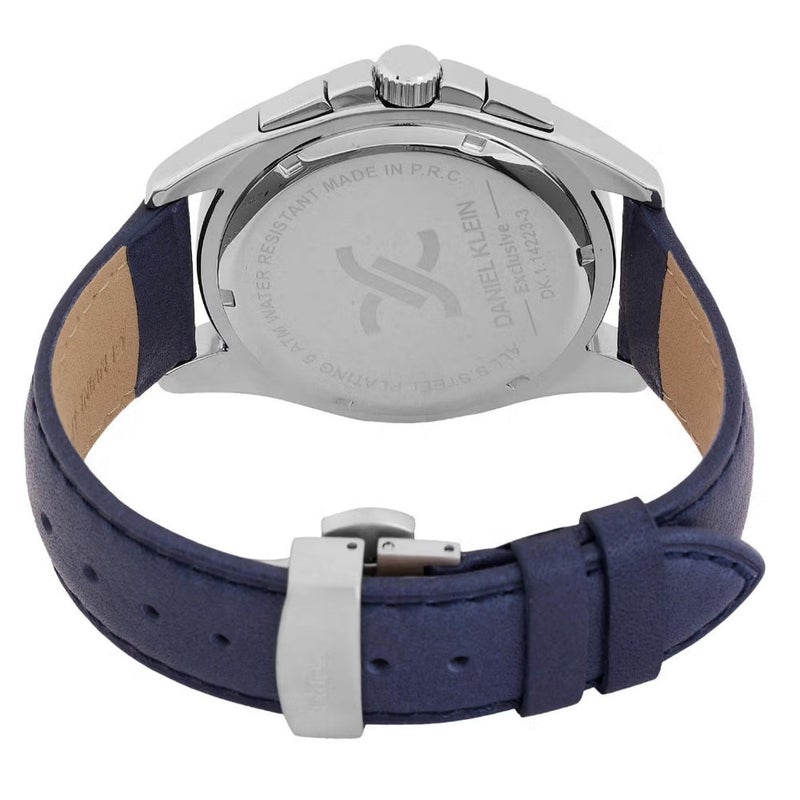 DANIEL KLEIN Exclusive Dark Blue Leather Watch for Men DK.1.14223-3 - Image 4