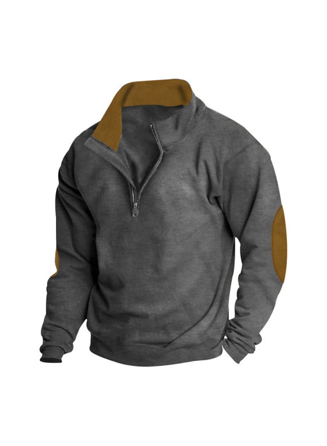 سبرينغ سترة رجالية للربيع/الخريف، خارجية وكاجوال، مطرزة، بلوكات لونية، ياقة واقفة، أكمام طويلة، سميكة - Image 1