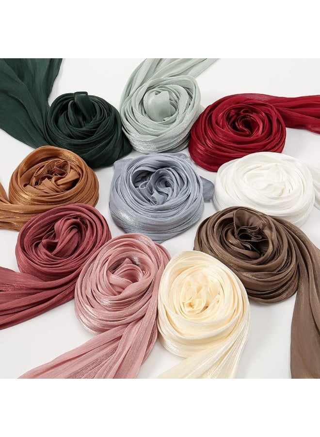 Camel Shiny Gloss Chiffon Hijab Scarf 180*70cm, Women Elegant Lightweight Wedding Shawl Wrap Cape - Image 4