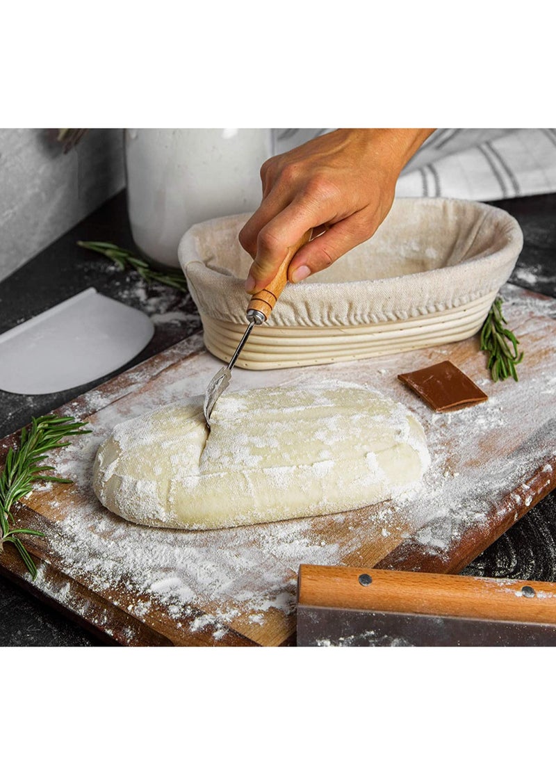 SYOSI - Premium Oval Basket with Liner   Perfect Proofing Basket for Making Beautiful Bread Bowl Basket with Cloth Liner For Home and Professional Sourdough Baking 8.3 x 6 x 4inches - Image 1