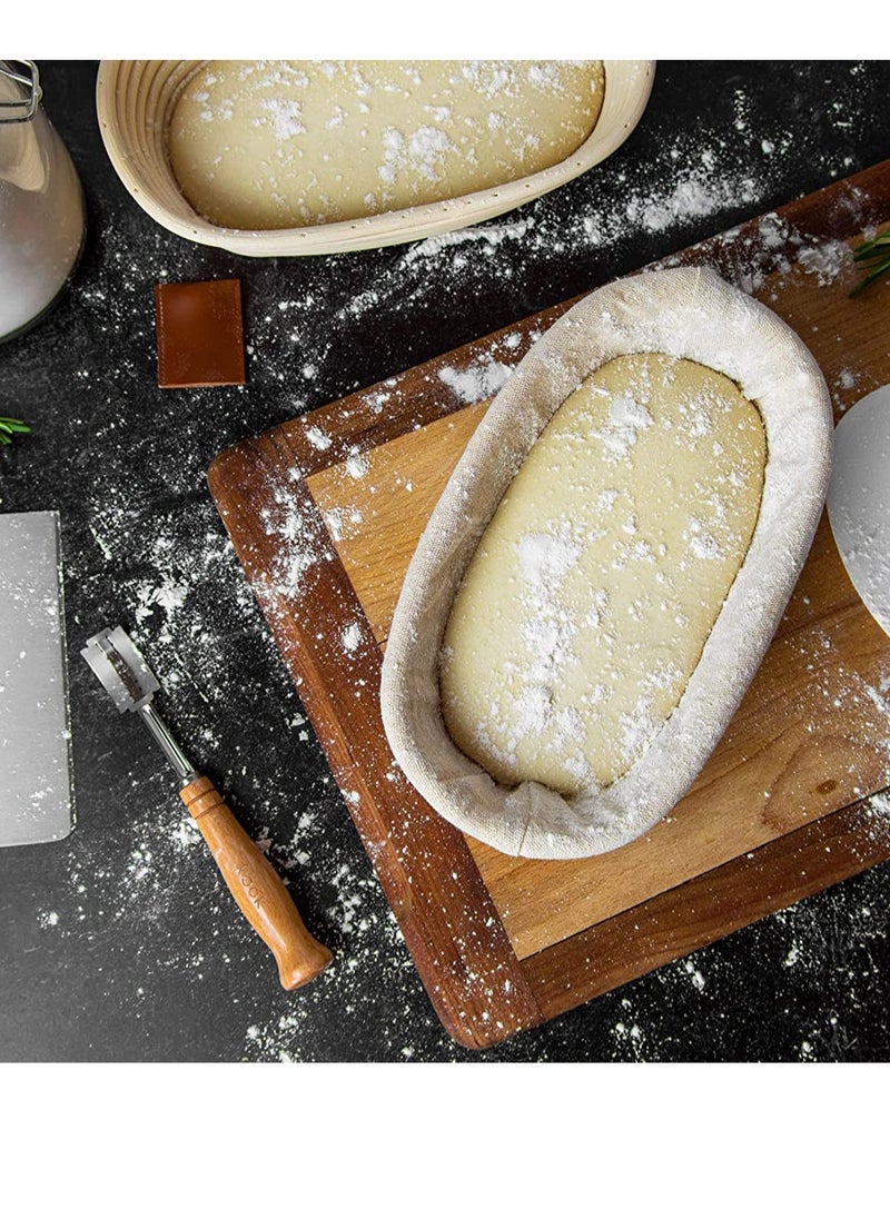 SYOSI - Premium Oval Basket with Liner   Perfect Proofing Basket for Making Beautiful Bread Bowl Basket with Cloth Liner For Home and Professional Sourdough Baking 8.3 x 6 x 4inches - Image 1