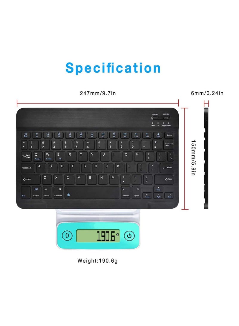 BK Keyboard BK-100 Mini Bluetooth Wireless Rechargeable iOS, Android, Mac OS and Windows For Mobile, Tablet & TV Colors: (Black, White) (Black) - Image 4