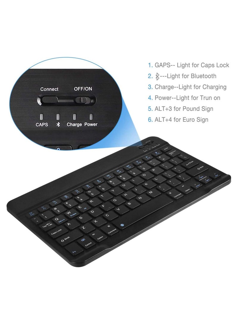BK Keyboard BK-100 Mini Bluetooth Wireless Rechargeable iOS, Android, Mac OS and Windows For Mobile, Tablet & TV Colors: (Black, White) (Black) - Image 5
