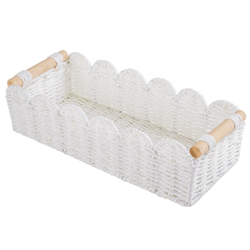 Toilet Paper Storage Basket Bathroom Counter Organizer Wicker Baskets for Organizing Cute Basket for Bedroom Nursery Room Kitchen Bathroom DecorWhite