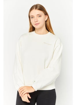 Champion Women Custom Fit Outdoor Sweatshirt, Off White  - Image 1