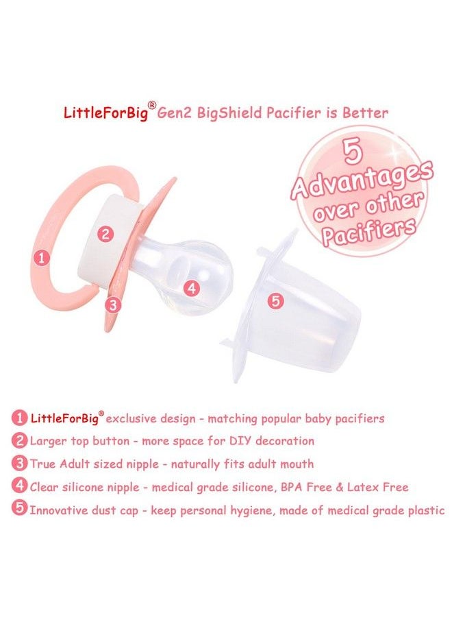 Littleforbig Bigshield Generationii Adult Sized Pacifier Baby Cuties Pattern Pink Bunny  - Image 3