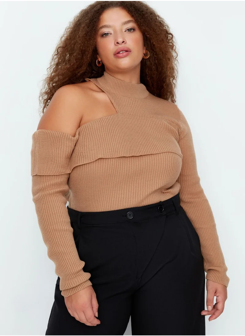 Trendyol Curve Ribbed Cut Out Sweater