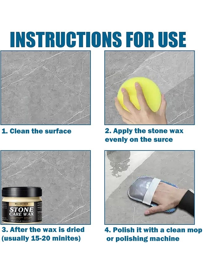 WILLIAM WEIR Stone Care Wax Furniture Polish and Restoration Stone Seasoning, Suit for Marble Furniture, Ceramic Tiles, Stone Floor, Stone Walls, Stone Polish Protection - Image 4