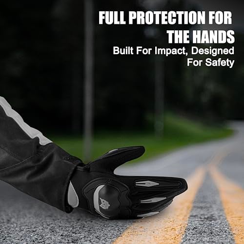 BADOWL RYDON Knuckle Protection Riding Gloves | Anti-Slip Grip & Touchscreen Sports Gloves | Durable, Breathable, All-Weather Design (Grey, L) - Image 5