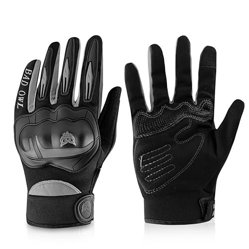 BADOWL RYDON Knuckle Protection Riding Gloves | Anti-Slip Grip & Touchscreen Sports Gloves | Durable, Breathable, All-Weather Design (Grey, L) - Image 1
