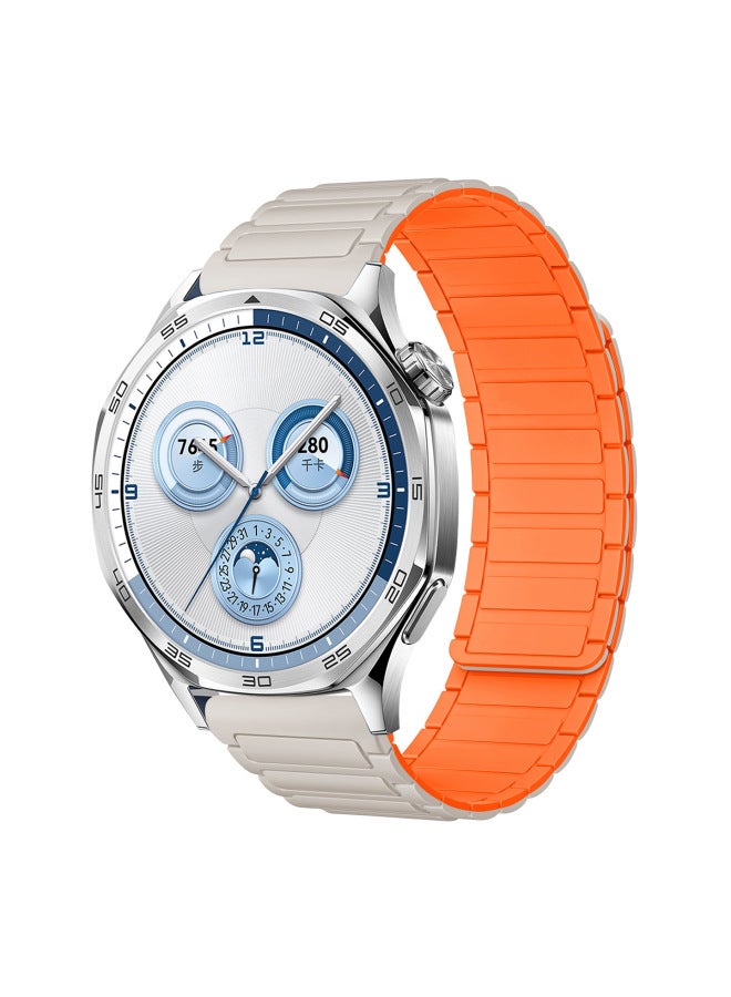 Suitable For Huawei Gt5 Gt422Mm Watch Strap Watch4567 Armor Style I-Shaped Three-Bead Silicone Magnetic Watch Strap 