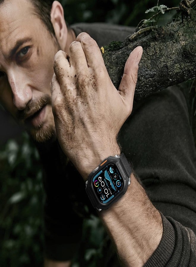 Suitisbest Stretchy Nylon Band Compatible with Apple Watch 49mm with Rugged Case Protective Cover, for Apple Watch Ultra 2/Ultra, Durable Sport iWatch Strap for Men Women, Black - Image 5